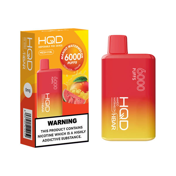 0mg HQD HBAR Disposable Vape Device 6000 Puffs